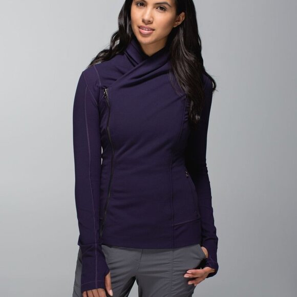 Lululemon Bhakti Yoga Jacket- Black Grape Athletic Jacket- Size 4 - Picture 1 of 15